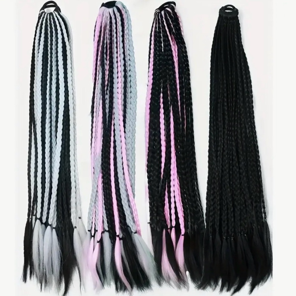Black and Gray Braided Hair Extension Pony - Picture 3 of 4